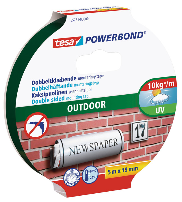 Tesa Powerbond Outdoor monteringstape 19 mm x 5 meter